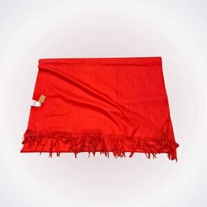 Red Pashmina Fringed Scarf | Sz OS